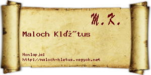 Maloch Klétus névjegykártya